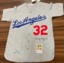 Load image into Gallery viewer, Sandy Koufax Autographed Authentic Mitchell &amp; Ness 1963 Replica Jersey - Grey

